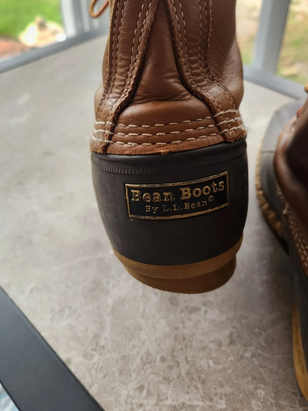 L.L. Bean Men's Brown Leather and Black Rubber Lace-Up Duck Boots
